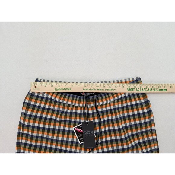 QOR Men's Swim Shorts Trunks Size 36 Blue Green Orange Plaid NEW - Picture 6 of 10
